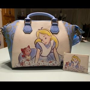 Loungefly Alice in Wonderland Crossbody Bag and Card Holder.